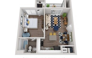 1 Bed 1 Bath 1231 floor plan